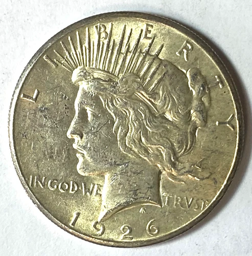 1926 $1 Peace Silver One Dollar US Philadelphia AU