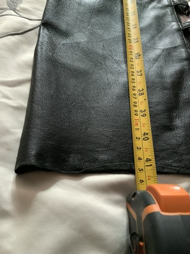 Ladies Leather Size 10 Black Trousers With Metal Side Detail - Picture 6 of 7
