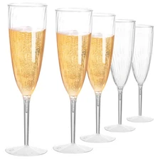 18 PCS Plastic Champagne Flutes,6 Oz Clear Disposable Champagne Glasses,Wine ...