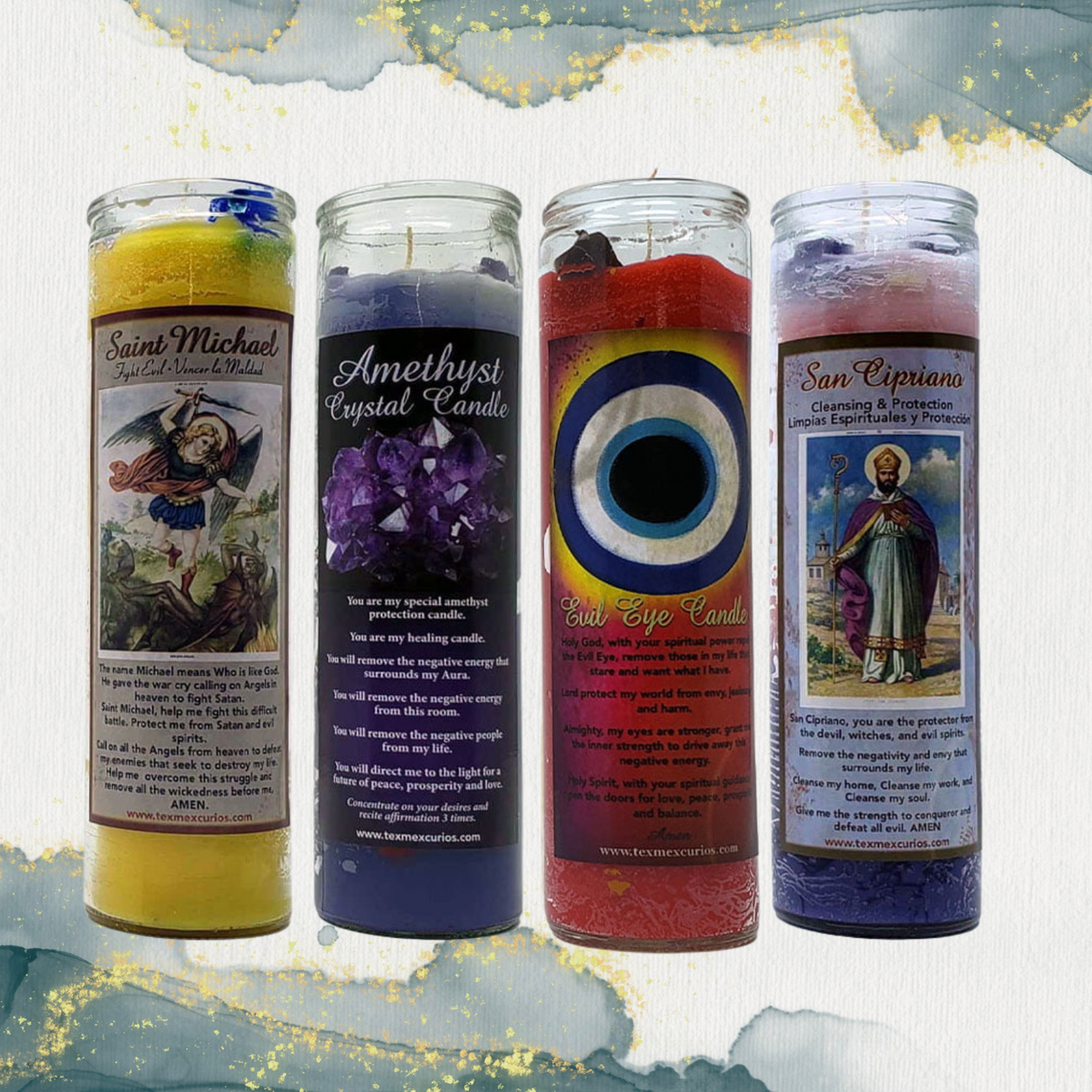 Protection Candles ~ Set of Four Candles ~ Velas de Proteccion