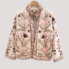 Authentic Suzani Jacket Hand Embroidered Boho Coat Tribal Ethnic Style