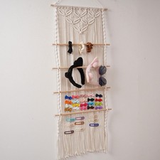 Bow Holder for Girls Wall Decor Gift Hairpin Storage Belt Display Rack White