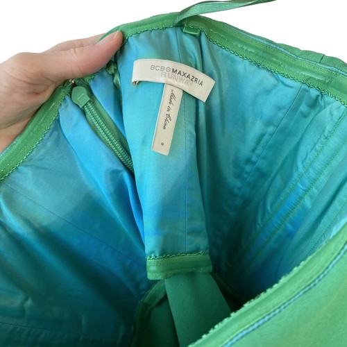 BCBGMAXAZRIA Runway : Kelly Green Strapless Nude Tulle Mini Cocktail Dress : 0 - Picture 7 of 12