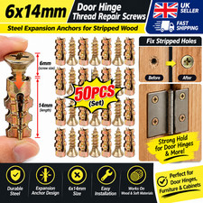 6x14mm Door Hinge Thread Repair Screws:Steel Expansion Anchors for Stripped Wood