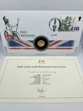 1/4th oz Limited Edition 2020 999.9 Fine Gold Britannia Stamp Set