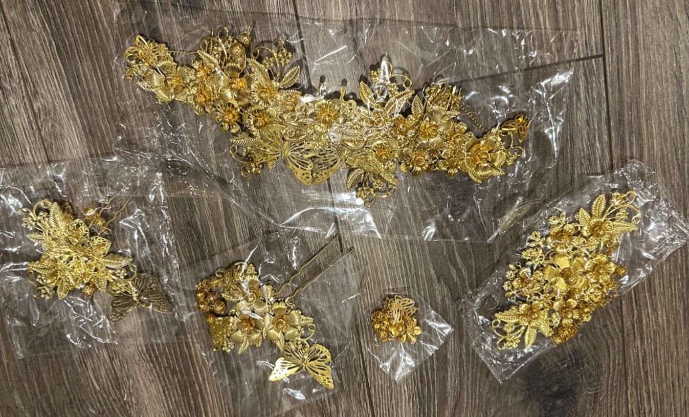 Geisha Kanzashi jewelry hair decorations and earrings gold c