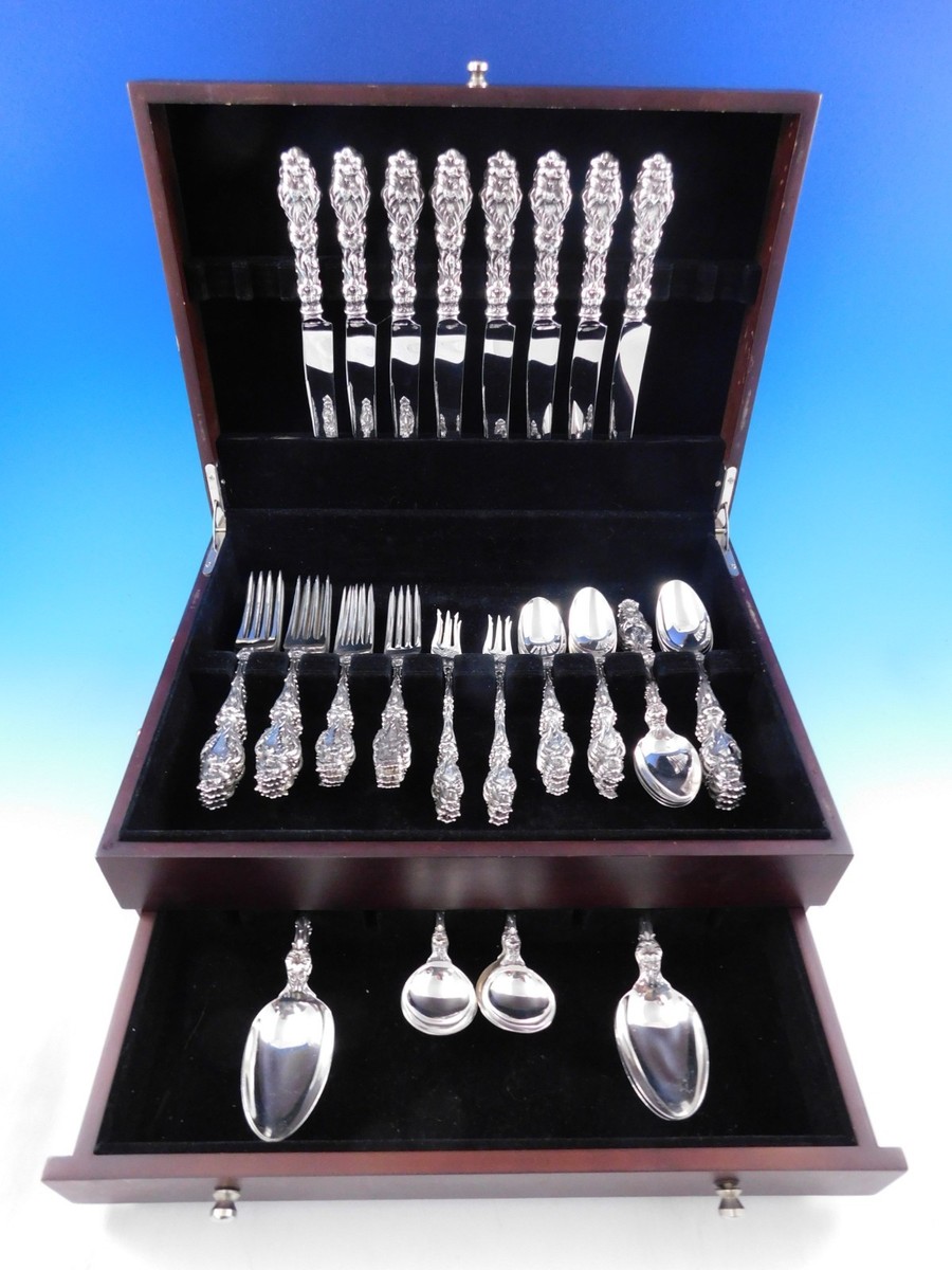 食器 Lily Lily by Whiting Sterling Silver Flatware Set 8 Service 60 Pieces
