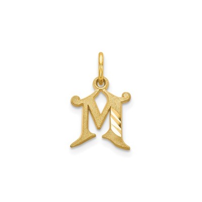 14k Gelbgold Gothic M Initiale Anhänger Strukturiert Monogramm Charm für Halskette