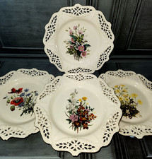 Royal Creamware Floral Gift 4 Plates Hand Pierced Limited Edition Collection