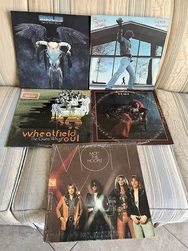 CLASSIC ROCK LOT OF 5 LP RECORDS-EAGLES/GUESS WHO/JOEL/JOPLIN/MOTT THE HOOPLE!!!