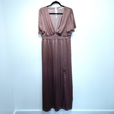 Baltic Born Rosy Pink Brown Prague Satin Maxi Dress Size XXXL NWT