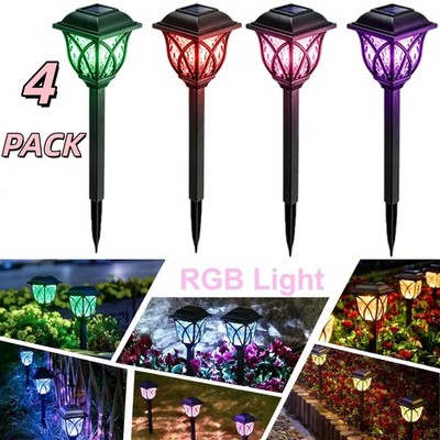 4X Solar Pathway Lights LED Garden Landscape Lawn Yard RGB Waterproof Decor Lamp