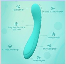 G-Spot Vibrator 10 Modes Flexible Silicone Waterproof IPX7, Quiet, USB Recharge