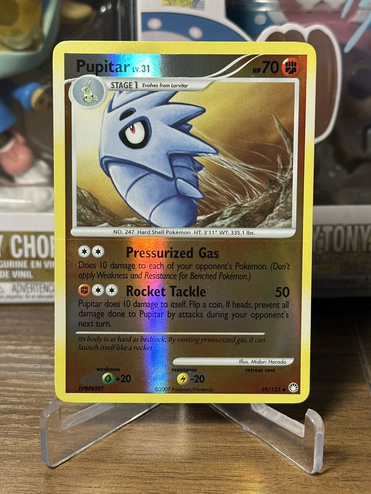 Pokemon Card: Pupitar REVERSE HOLO 59/123 D&P Mysterious Treasures! NM
