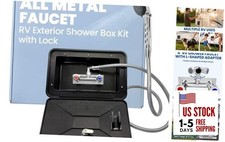 RV Exterior Shower Box Kit with Lock, All-Metal Outdoor Faucet with 59" Hose,