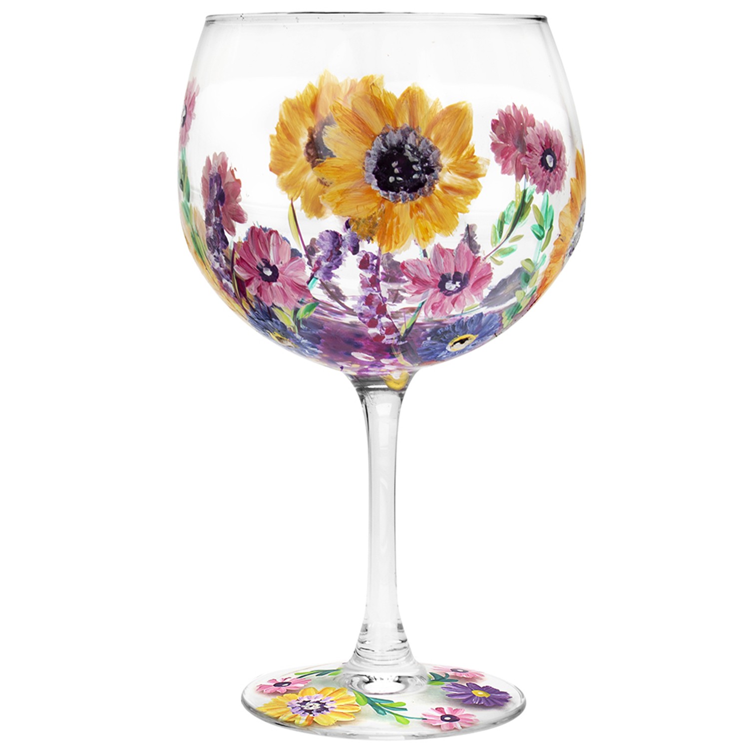 Cocktail Glass Lynsey Johnstone Sunflowers Floral Flowers Gin Tonic Hand Painted