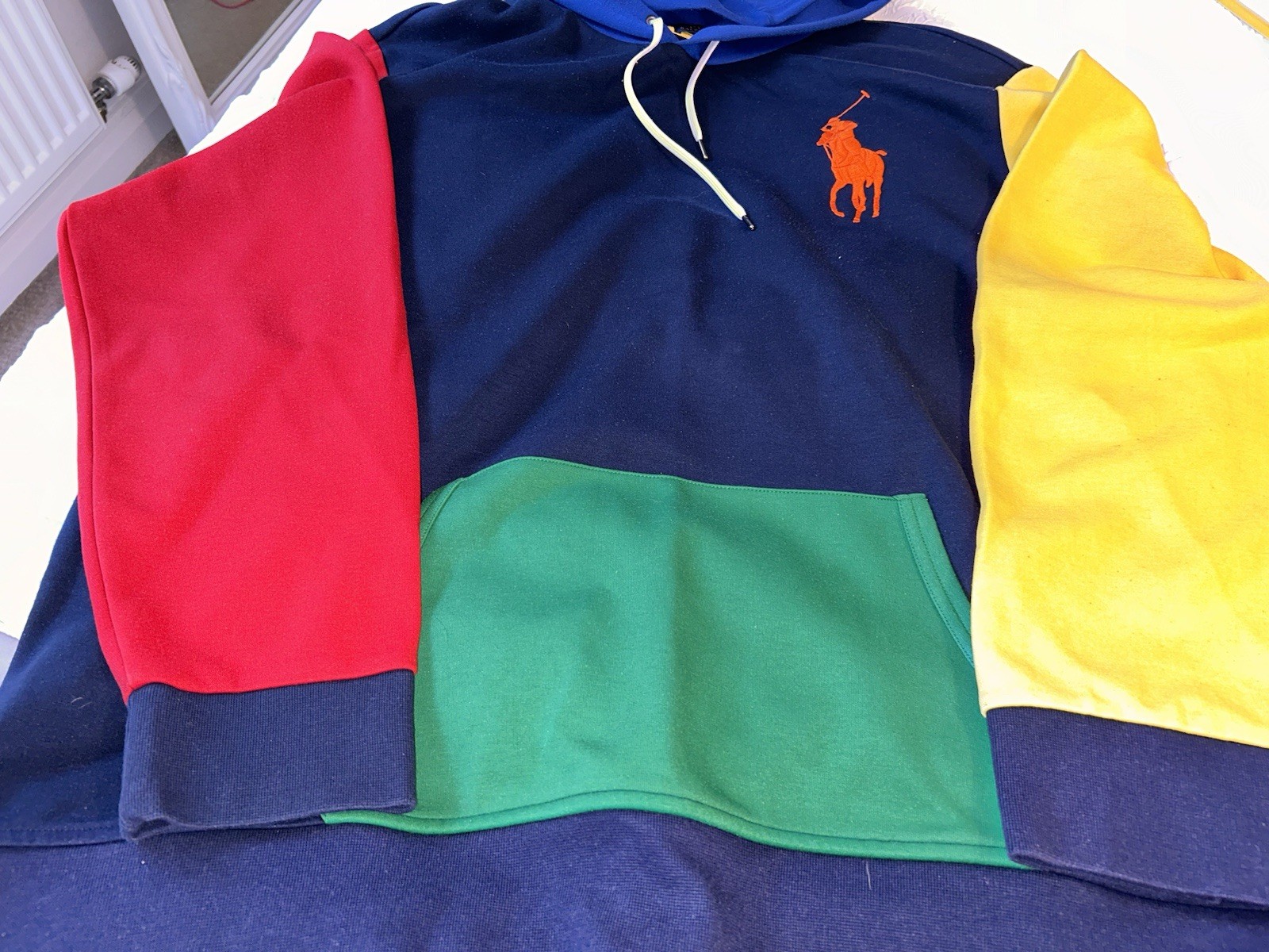 Splendida Felpa con Cappuccio Ralph Lauren Bright Multicolore Pony Uomo XXL