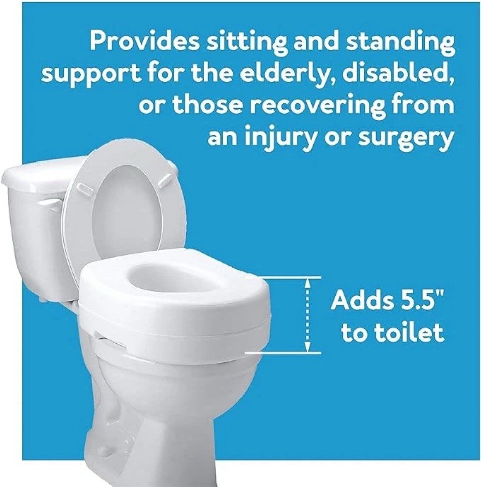 Carex Toilet Seat Riser - Adds 5.5 Inch of Toilet Height - Raised Seat 300lb