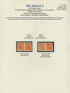 NICARAGUA BYERLEY Specialized Album Page Lot #7 IMPERF & IMPERF BETWEEN $$$