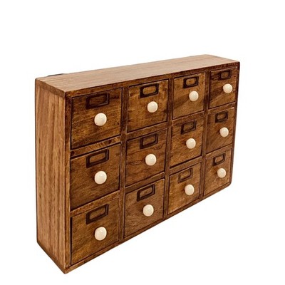 Schmuckkommode/Schublade aus massivem Mangoholz mit 12 Schubladen und Keramikknaufgriffen