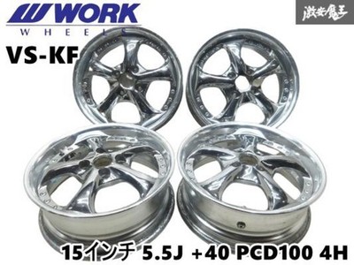 JDM RareWORK VS-KF 155.5J +40 PCD100 4H Wheel 4Book Chrome Wagon R Mov No Tires