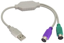 12Inch White PS/2 to USB Adapter Keyboard Mouse Converter Cable,USB Male to D...