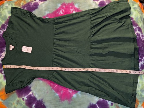 J Crew Green Flutter Sleeve T-Shirt Tiered Dress Short XS #BR891 Cotton Summer - Picture 6 of 10