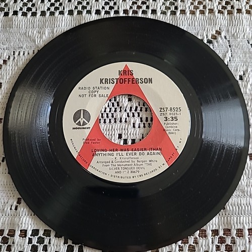 Kris Kristofferson 45 RPM - Loving Her Was Easier/Epitaph - Monument 1971 PROMO - Picture 2 of 6