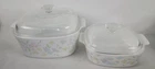 Vintage Pyrex 5L & 2L Floral Casserole Dish Set With Glass Lids