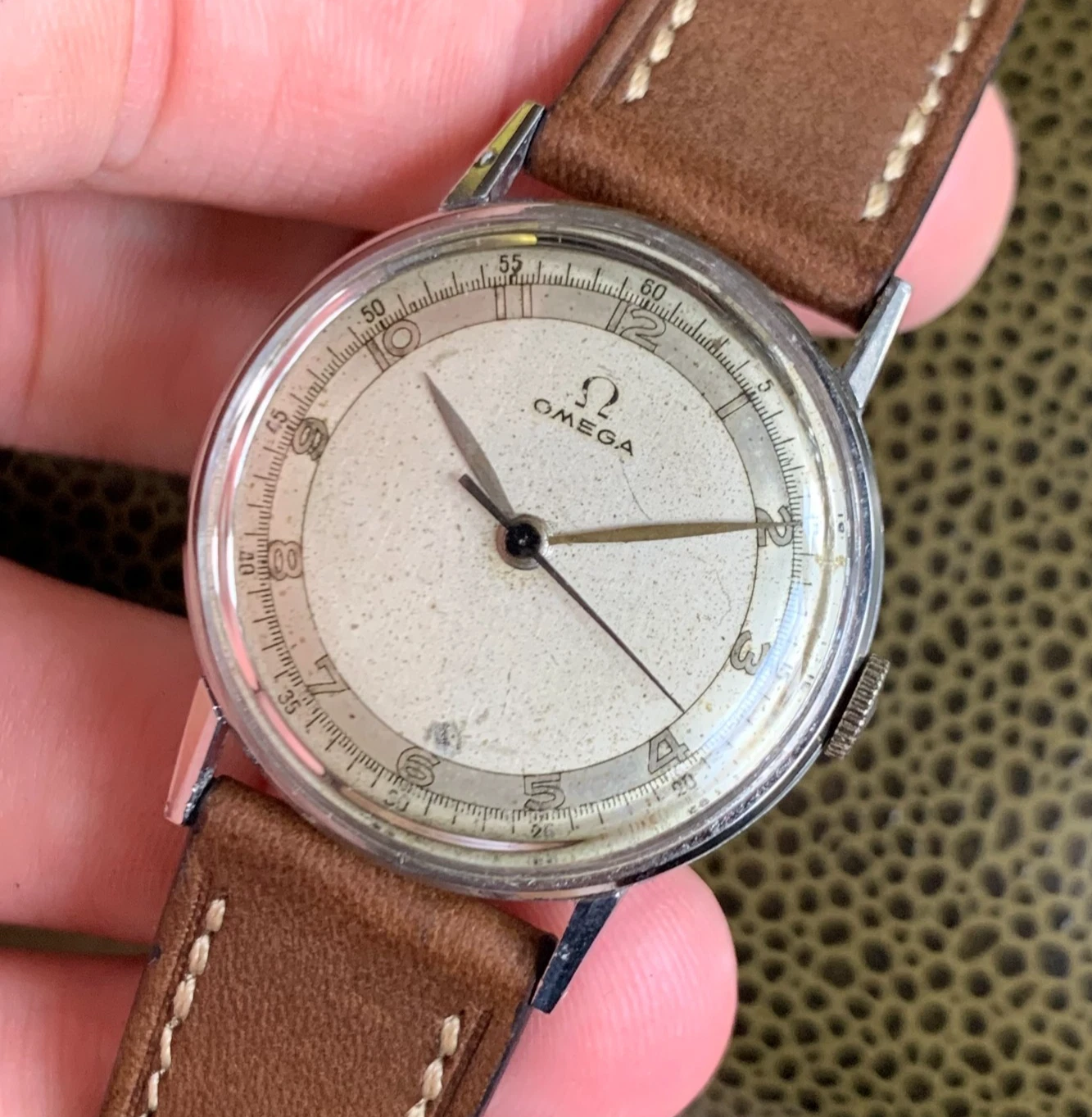 Omega — 1939 Omega Arabic Numeral Stainless Steel Wristwatch