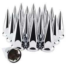 33mm x 4 3/4" Chromed Spike Lug Nuts Covers Push On, Spike - Push On 20Pcs