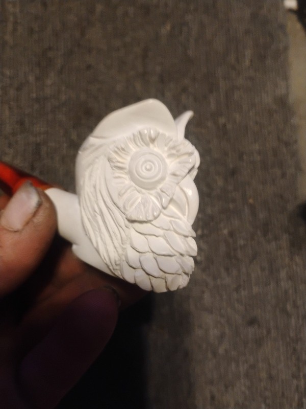 Master Carved Owl Pipe New Block Meerschaum Handmade