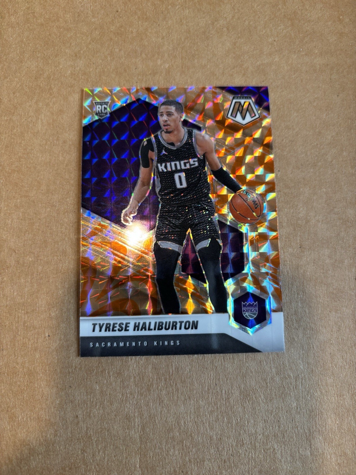 2020-21 Panini Mosaic Tyrese Haliburton Rookie Mosaic Reactive Orange Kings #204