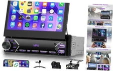 Single Din Flip Out Car Stereo Bluetooth 7 Inch Retractable Touch Screen Car 