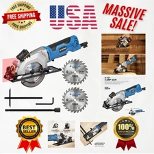 Powerful Corded Mini Circular Saw with Laser & Rip Guide - Ideal for Wood Cuts