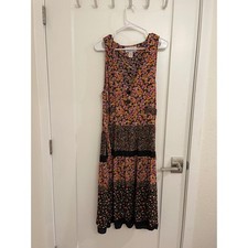 Vintage 80s Prairie Midi Dress Tiered V Neck Floral Patchwork GrandmaCore