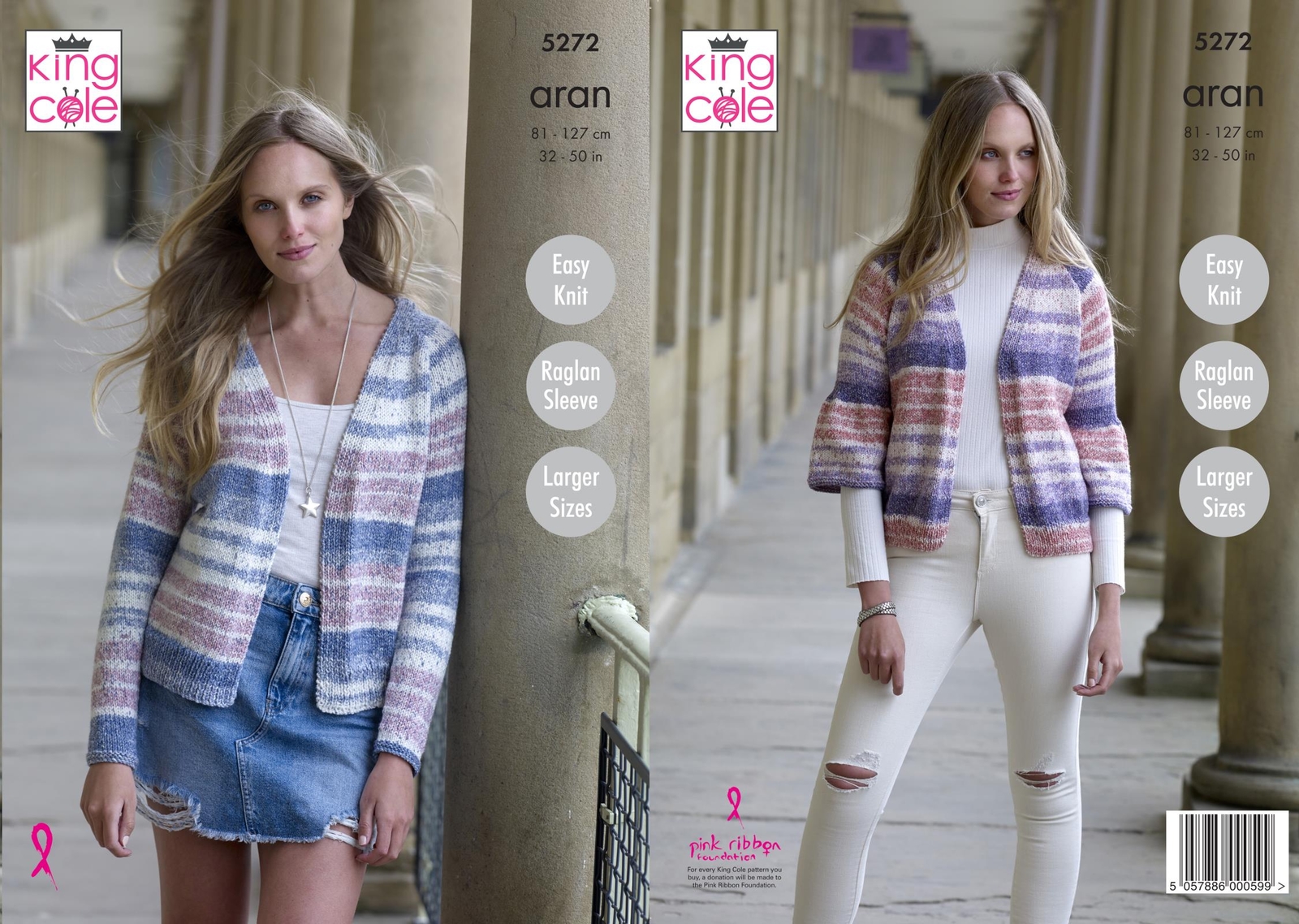 King Cole 5272 Knitting Pattern Womens Raglan Cardigans in Drifter Aran
