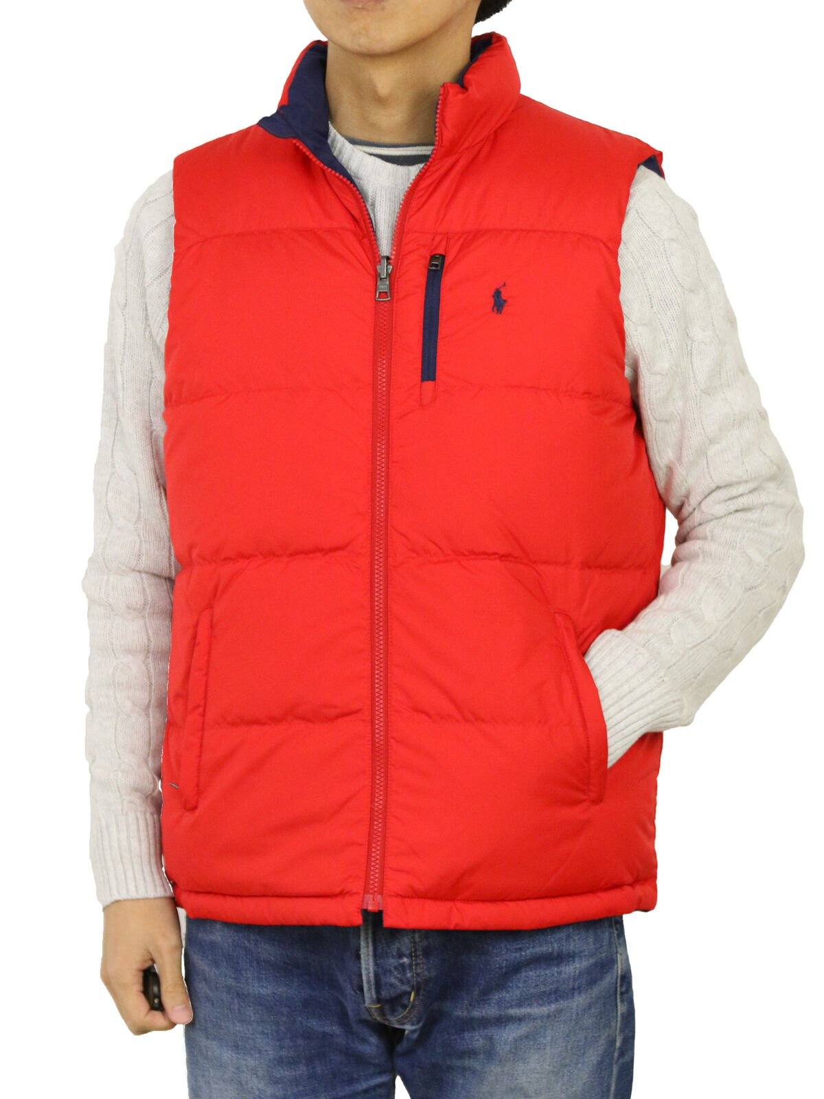 Polo Ralph Lauren Boys Reversible Down Puffer Vest Jacket - Red, Navy - |  eBay