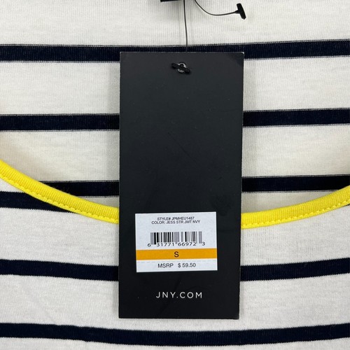 Jones New York Signature T-Shirt Women's S White Striped 3/4 Sleeve Raglan New - 第 4/10 張圖片
