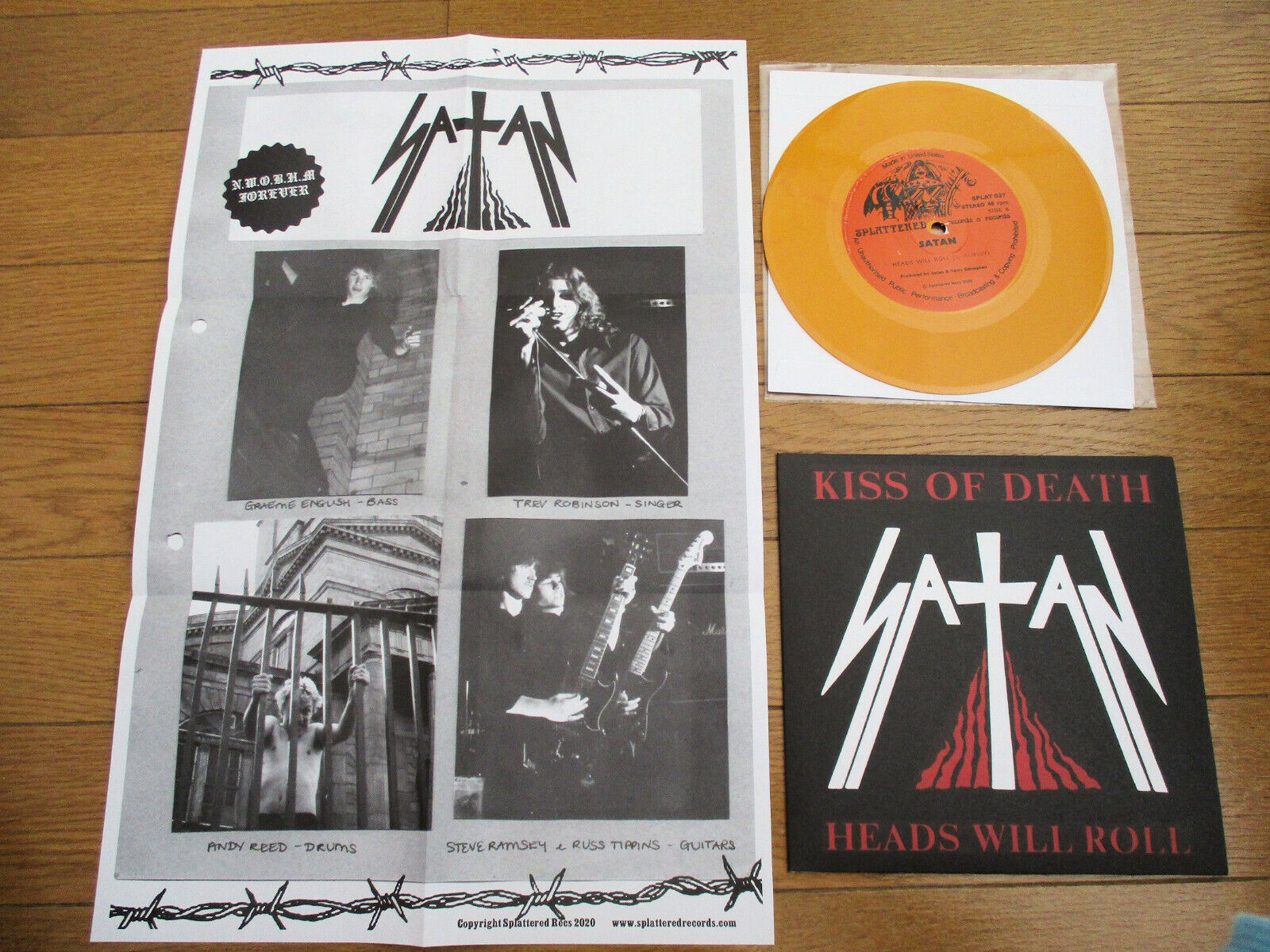 SATAN - KISS OF DEATH  Orange wax poster  limited edition   IRON MAIDEN NWOBHM