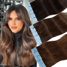 THICK Russian Tape In Human Hair Extensions Real Remy Skin Weft FULL HEAD 100PCS