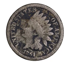 1861 COPPER NICKEL FULL DATE Indian Head Cent Penny CULL / AG / HOLE FILLER