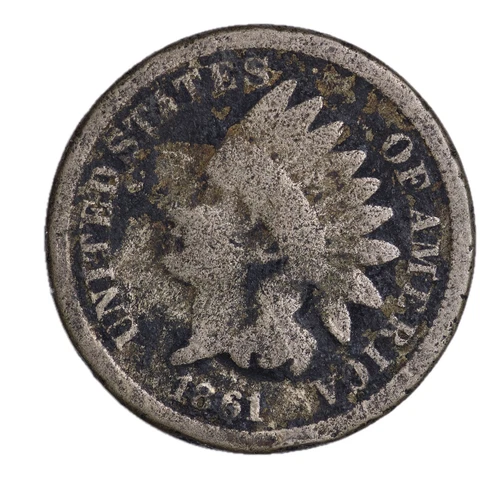 1861 COPPER NICKEL FULL DATE Indian Head Cent Penny CULL / AG / HOLE FILLER