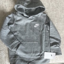 Nike Boy  s Club Fleece Pullover Hoodie Sweatshirt Size 4 Kids Athletic Gray NWT