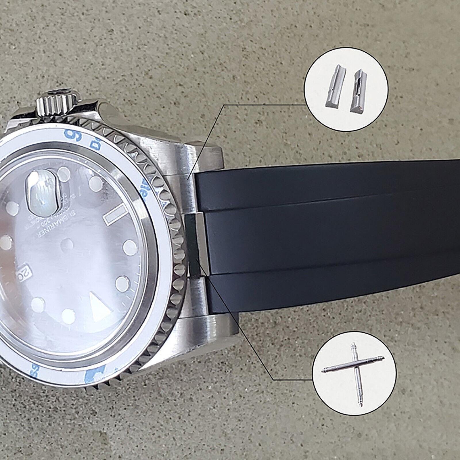 20mm Curved End Links + Spring Link Bars Wrist Watch Strap Links Accessories