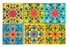 Decorative Flooring Wall Handmade Interior Exterior Multi Pattern 6 Pc Tile 4x4