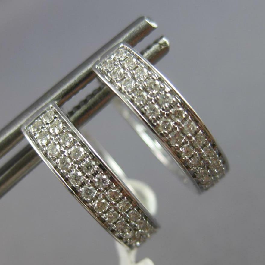 FILA ESTATE .34CT DIAMOND 14KT WHITE G CLASSIC 2 ROW HUGGIE HOOP HANGING EARRINGS