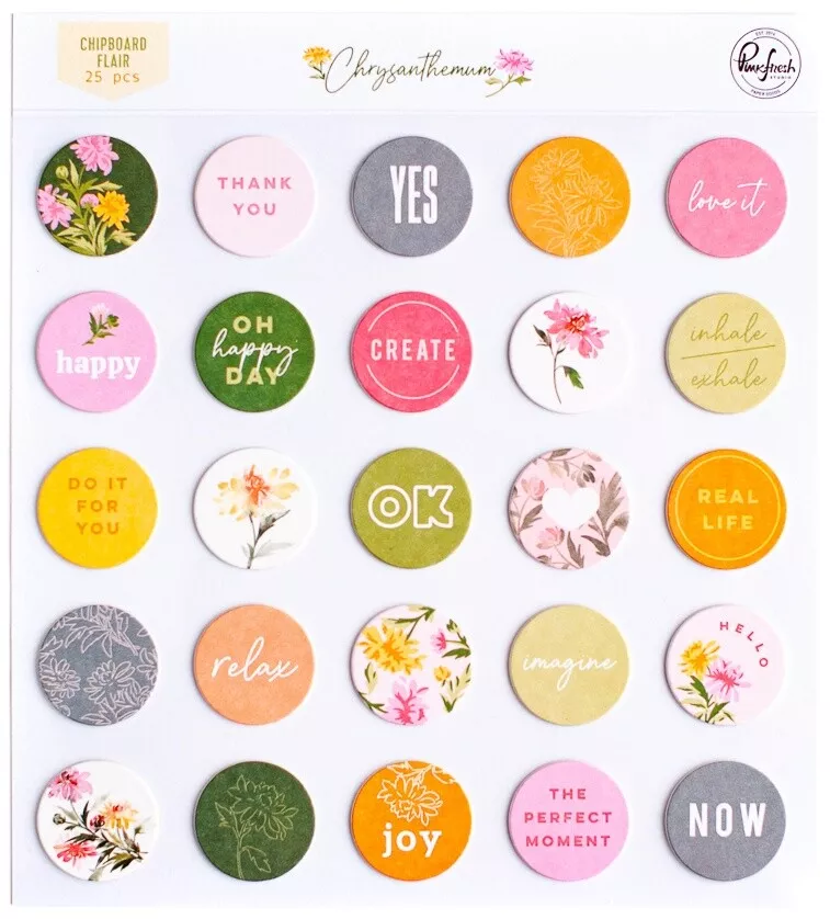 PinkFresh Chipboard Flair - Chrysanthemum Scrapbook Embellishments Spring