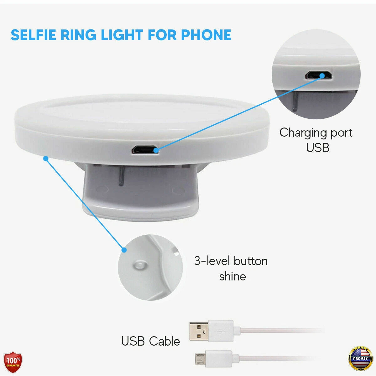 Aro Luz Led Recargable Selfie Ring Light Celular Universal