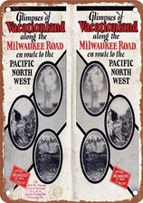 METAL SIGN - 1930 Milwaukee Road to Pacific Northwest - Vintage Rusty Look